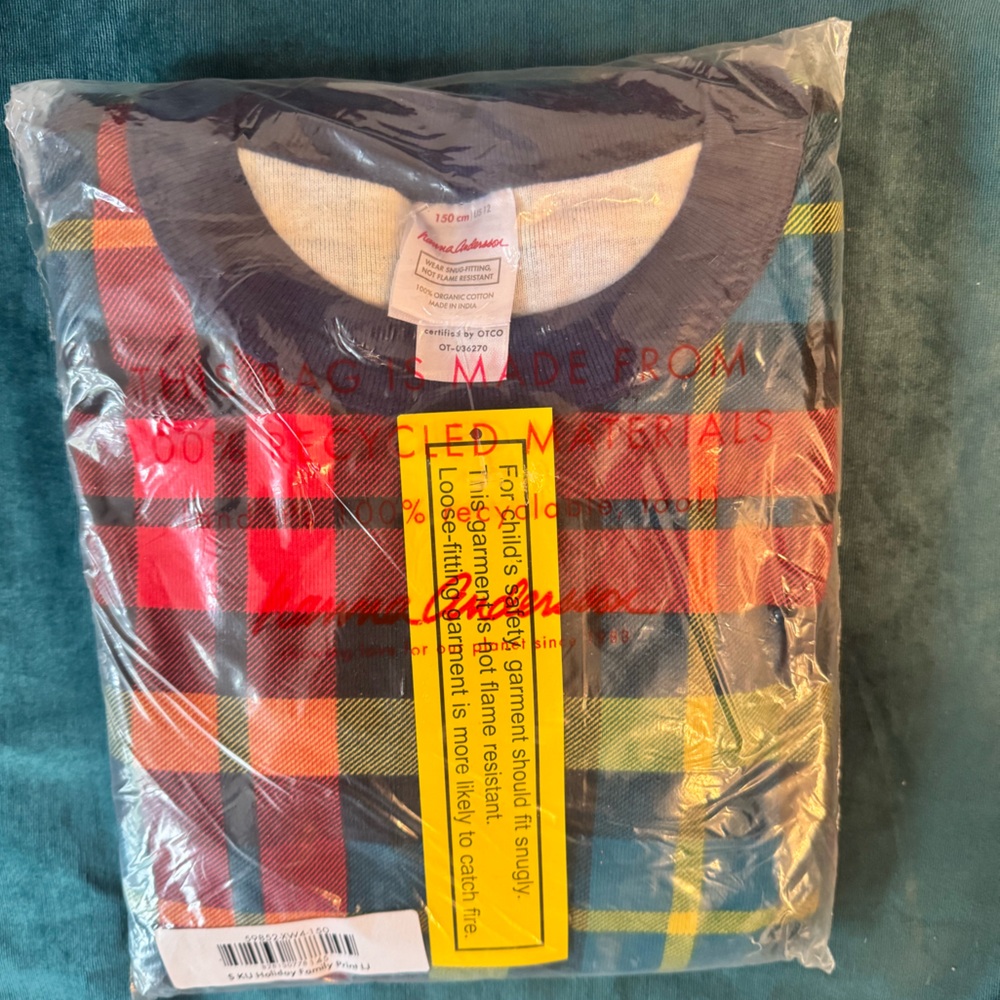 Hanna Andersson Rainbow Plaid Long John PJs (size 12  150 cm)
